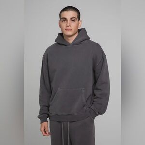 Elwood Oversized Hoodie Charcoal Gray Pullover Sweatshirt